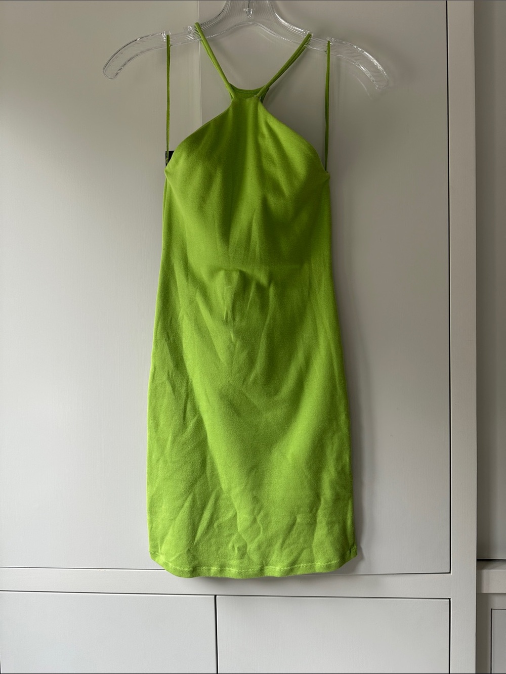 Zara Neon Lime Halter Mini Dress